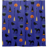 ダークブルーキッズハロウィーンプリントシャワーカーテン シャワーカーテン (正面)