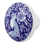 ダークブルーキツネウッドランド動物フローラコバルトネイビー セラミックノブ (右)