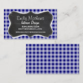 ダークブルーギンガム; ヴィンテージ黒板のようなデザイン 名刺 (正面/裏面)