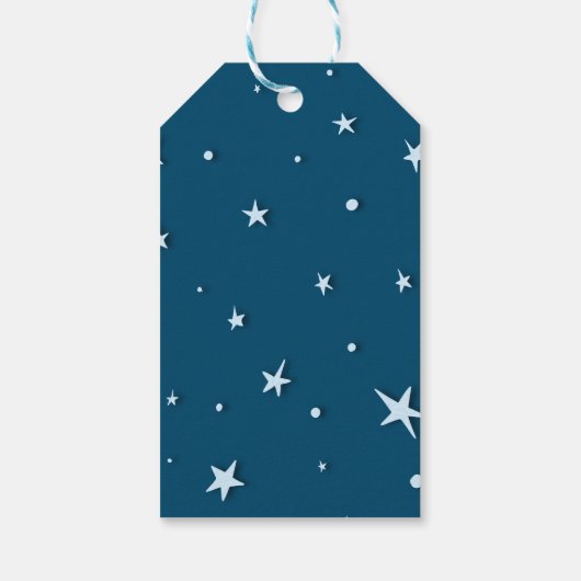 ダークブルークラウド&スターズベイビーシャワーありがとう ギフトタグ (裏面)