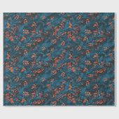 ダークブルークリスマスガーランド ラッピングペーパー (フラット)