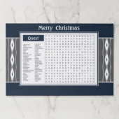 ダークブルークリスマスゲームスタイルの紙ランチョンマット ペーパーパッド (正面)