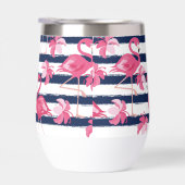 ダークブルーグランジのストライプフラミンゴモノグラムの (右面)