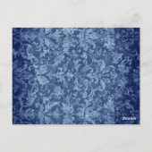 ダークブルーグランジダマスクのウェディングテーブル番号カード ポストカード (裏面)