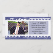 ダークブルーグランジフィルム卒業フォトカード 案内状 (正面)