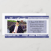 ダークブルーグランジフィルム卒業フォトカード 案内状 (正面/裏面)