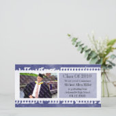 ダークブルーグランジフィルム卒業フォトカード 案内状 (スタンド正面)