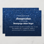 ダークブルーグリッターグラデーションアンナパラシャンファースト 招待状 (正面/裏面)
