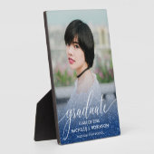 ダークブルーグリッターグラデーションガーリー写真卒業 フォトプラーク (側面)