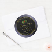 ダークブルーグリッターブラック金ゴールド製品ラベルLadybug ラウンドシール (封筒)