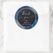 ダークブルーグリッターマーメイドレターズ誕生日 ラウンドシール (バッグ)