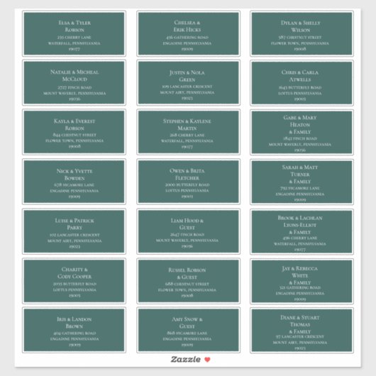 ダークブルーグリーン結婚ズゲスト住所 シール (シート)