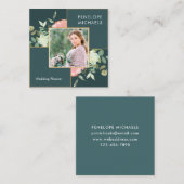 ダークブルーグリーン(フローラブーケ付き) スクエア名刺 (正面/裏面)