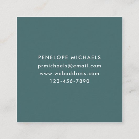 ダークブルーグリーン(フローラブーケ付き) スクエア名刺 (裏面)