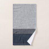 ダークブルーグレイストライプクロスハッチング男の洞窟 バスタオルセット (ハンドタオル)