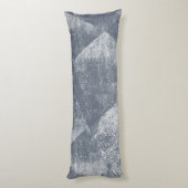 ダークブルーグレーのジオメトミニマルリックインクテクスチャ ボディピロー (裏面 (縦))
