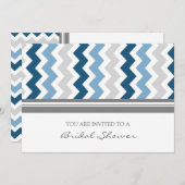 ダークブルーグレーシェブロンブライダルシャワー招待 招待状 (正面/裏面)
