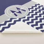 ダークブルーグレーシェブロン シェルパブランケット (3/4)