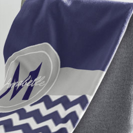 ダークブルーグレーシェブロン シェルパブランケット