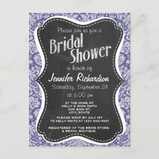 ダークブルーグレーダマスク;ヴィンテージシャルボード インビテーションポストカード (正面)