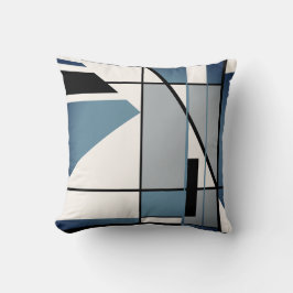 ダークブルーグレーブラックモザイクジオメトリックアート抽象芸術 クッション