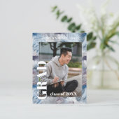 ダークブルーグレー抽象芸術卒業発表 ポストカード (スタンド正面)
