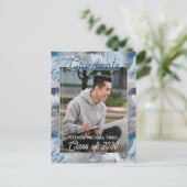 ダークブルーグレー抽象芸術卒業発表 ポストカード (スタンド正面)