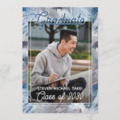 ダークブルーグレー抽象芸術卒業 案内状 (正面)