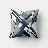 ダークブルーグレー白黒対角角デザイン クッション (裏面)