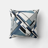 ダークブルーグレー白黒抽象芸術角デザイン クッション (裏面)
