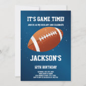 ダークブルーサッカー誕生日招待状 招待状 (正面)