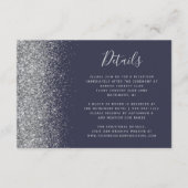 ダークブルーシルバーグリッター結婚エッジ詳細 エンクロージャーカード (正面)