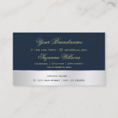 ダークブルーシルバーデカールかわいいバラフラワーロゴ入り 名刺 (裏面)