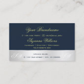 ダークブルーシルバーデコールバラ花（モノグラム付） 名刺 (裏面)