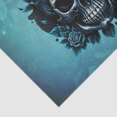 ダークブルースカルとバラ。 薄葉紙 (詳細)