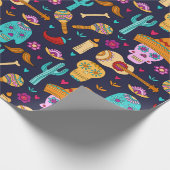 ダークブルースカルのラッピング紙 ラッピングペーパー (角)