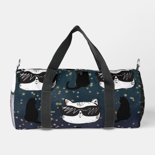 ダークブルースタークールリーキャッツプリントカットソーバッグ ダッフルバッグ (裏面)