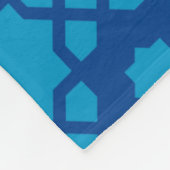 ダークブルースタースクエアモロッコモザイクレトロパター フリースブランケット (角)