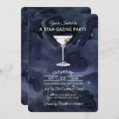 ダークブルースターリーナイトカクテルパーティの招待状 招待状 (正面/裏面)