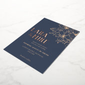 ダークブルーソフト結婚ズ 箔招待状 (回転した状態)