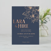ダークブルーソフト結婚ズ 箔招待状 (立ち正面)