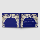 ダークブルータンフローラバードペンシル結婚スケッチ ゲストブック (全面)