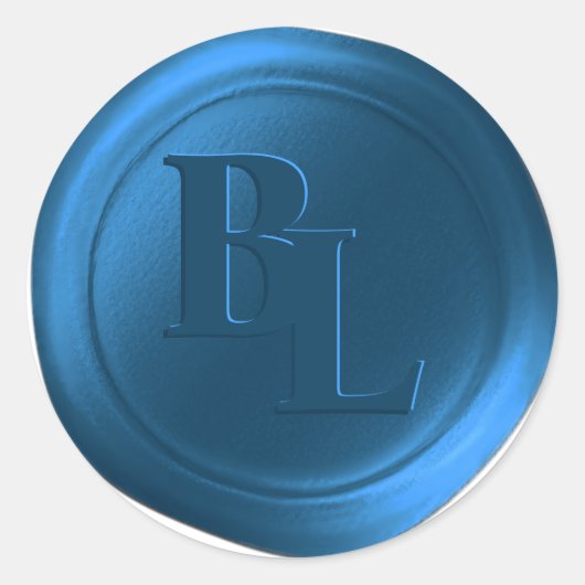 ダークブルーダブルモノグラムフェイクワックスシール ラウンドシール (正面)