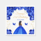 ダークブルーダークスキンプリンセス誕生日パーティー スタンダードカクテルナプキン (正面)