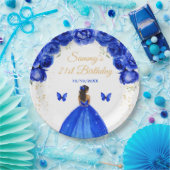 ダークブルーダークスキンプリンセス誕生日パーティー ペーパープレート (パーティー)