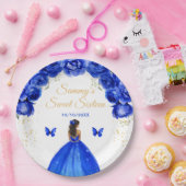 ダークブルーダークスキンプリンセスSweet sixteen ペーパープレート (パーティー)
