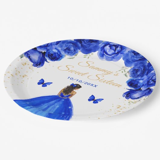 ダークブルーダークスキンプリンセスSweet sixteen ペーパープレート (アングル)