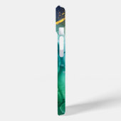 ダークブルーティール(緑がかった色)イエローグリーン液体インク、モノグラム Case-Mate iPhoneケース (裏面 / 左)