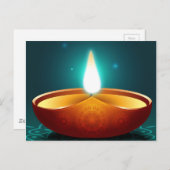 ダークブルーディワリキャンドルライト ポストカード (正面/裏面)