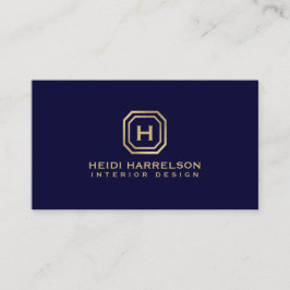 ダークブルーデザイナーのグラムボックスのロゴモノグラム 名刺